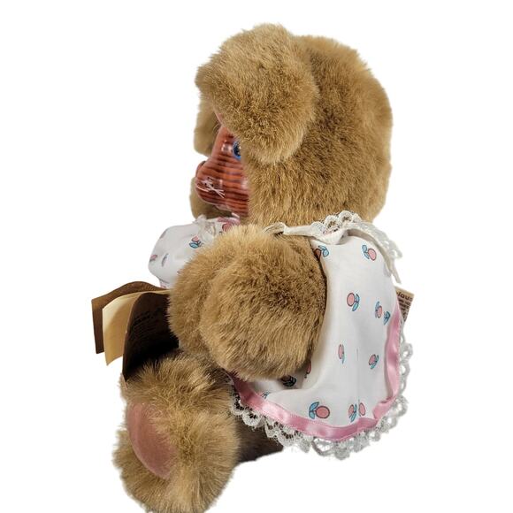 Applause Plush Bunny 12" Vintage 1985 Rakes Wood Face Lace Dress Collectible - Picture 3 of 16